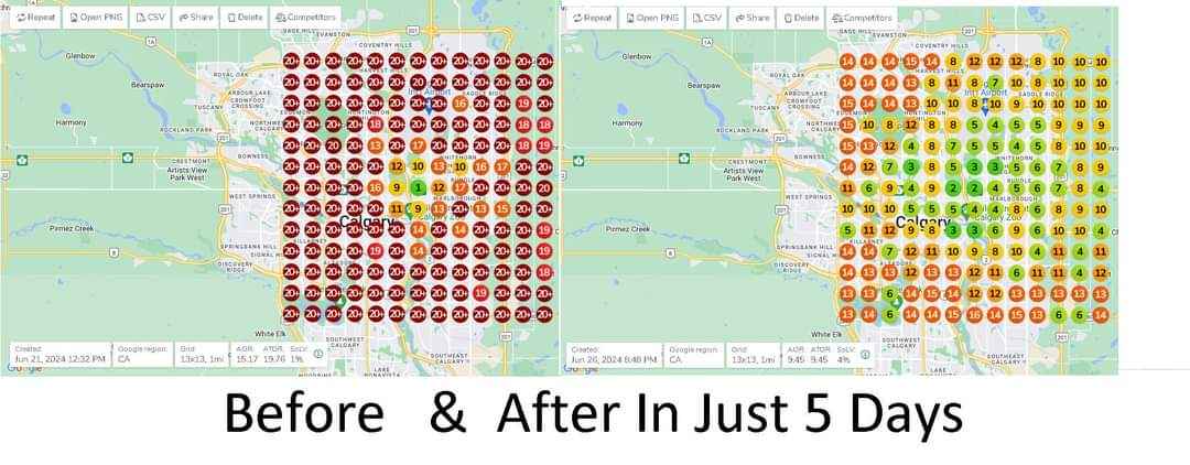 Before and after GEO grid in 5 days
